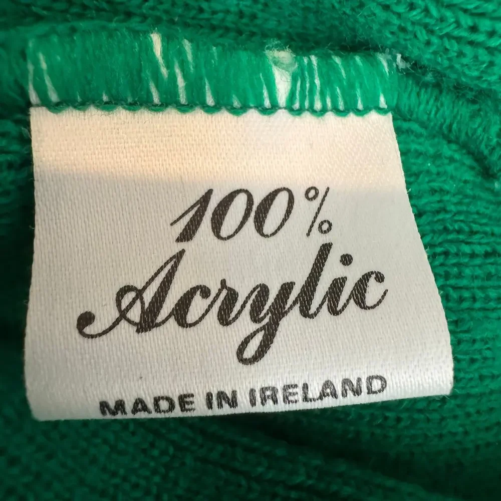 Traditional Craft Irish V Neck Sweater Kids 7-8 Celtic St Pattys‎ Day Green